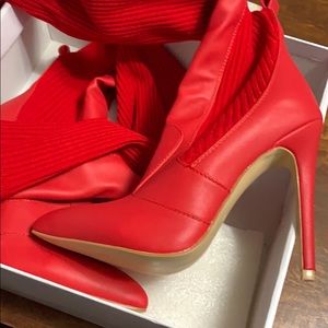 Knee high red brand new shoes